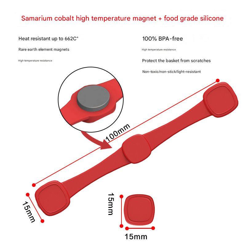 4piece Red small flower Magnetic Silicone Clips - Food-Grade High-Temperature Air Fryer Paper Liner Holders