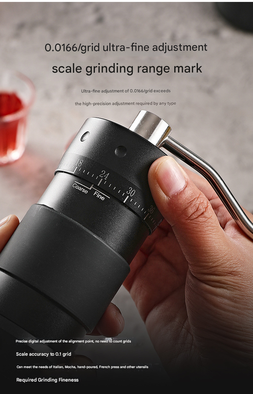 Grey Premium 7-Star Manual Coffee Grinder - Portable Bean Mil（R60pro）