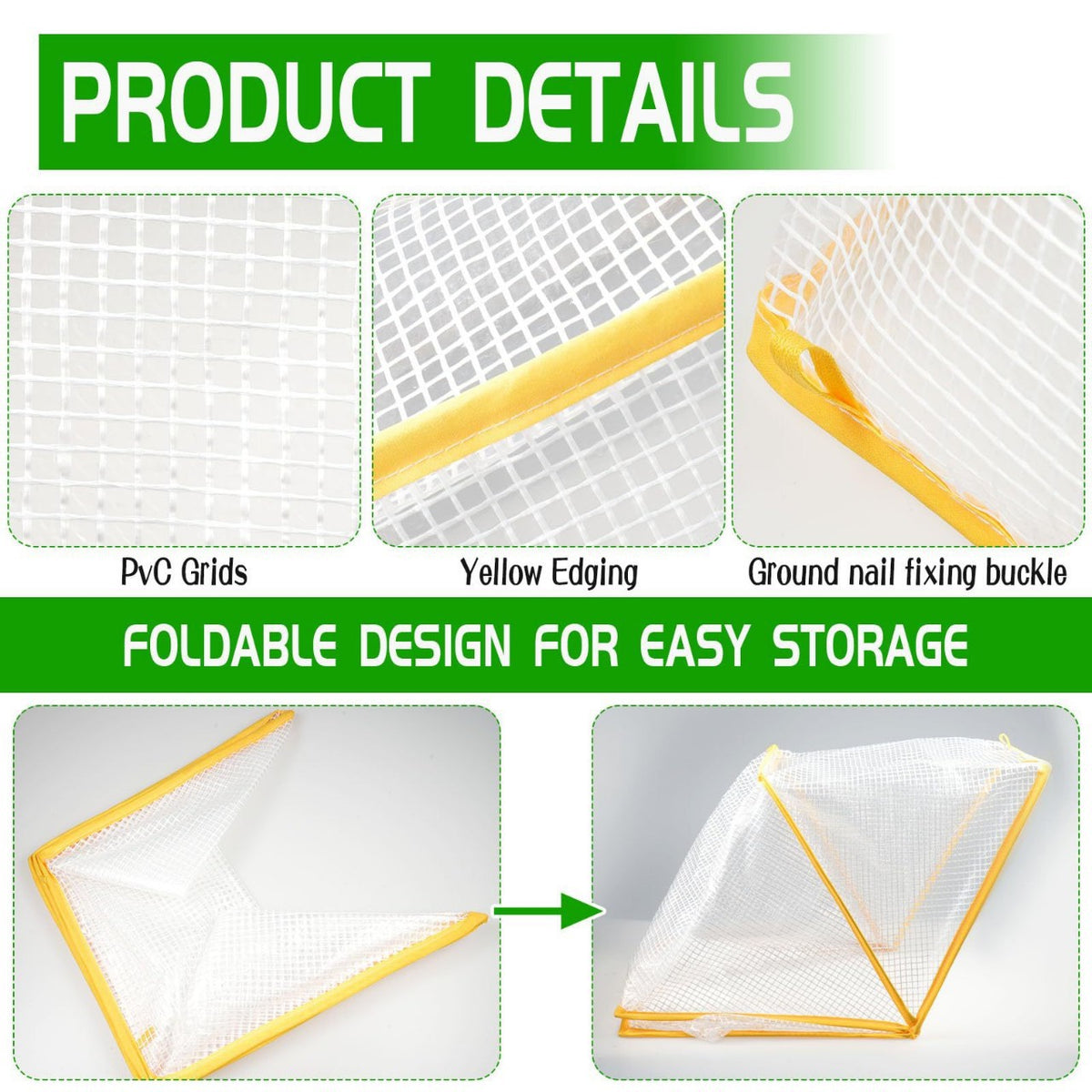 3 piece Green Foldable Raised Garden Bed Cover - Vegetable Plant Protector(80 x 34 x 35 cm)