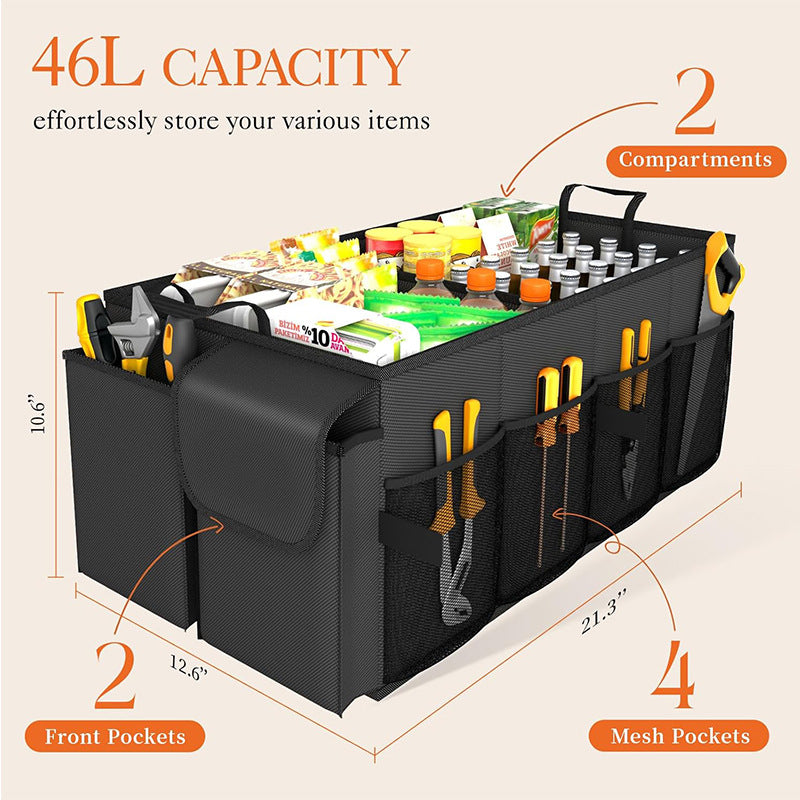 Beige Car Trunk Storage Box - Foldable Organizer