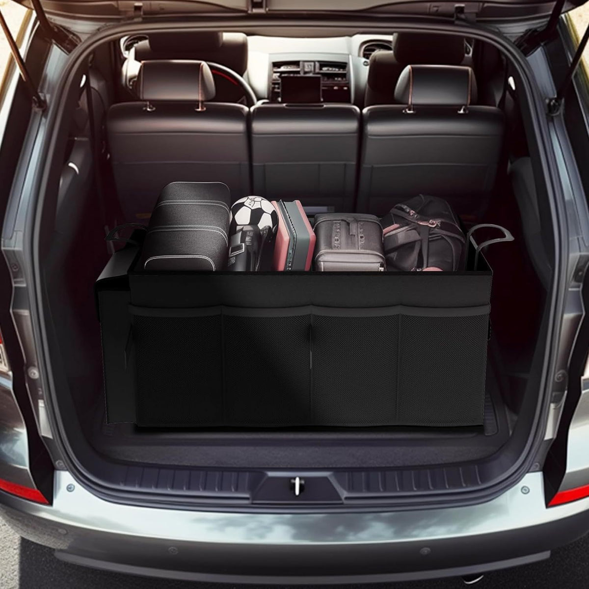 Beige Car Trunk Storage Box - Foldable Organizer