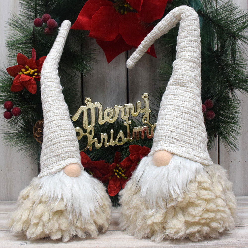 Off White Charming Handcrafted Christmas Gnome - Nordic Tomte Plush Figurine for Holiday Decor(14*14*48cm)