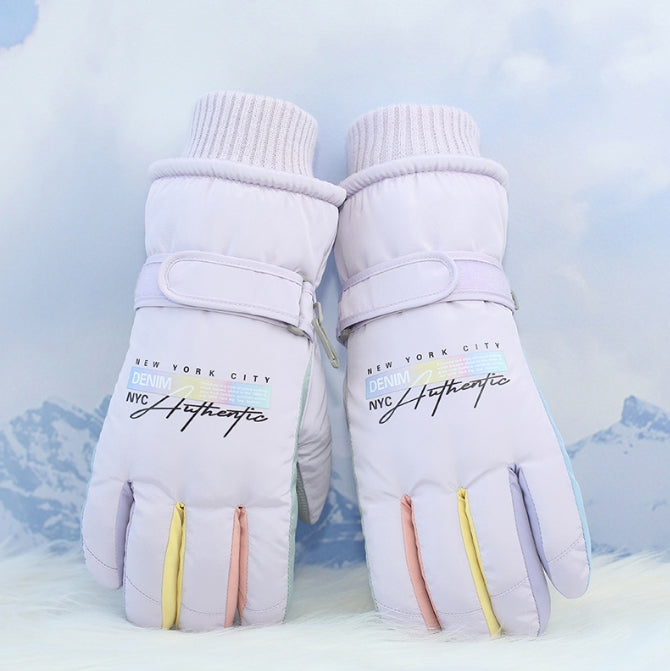 Purple Women&#39;s Warm Winter Ski Gloves - Waterproof &amp; Windproof Touchscreen Gloves for Snow Sports