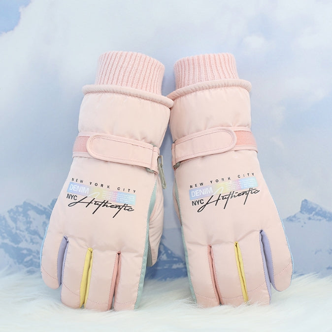 Pink Women&#39;s Warm Winter Ski Gloves - Waterproof &amp; Windproof Touchscreen Gloves for Snow Sports