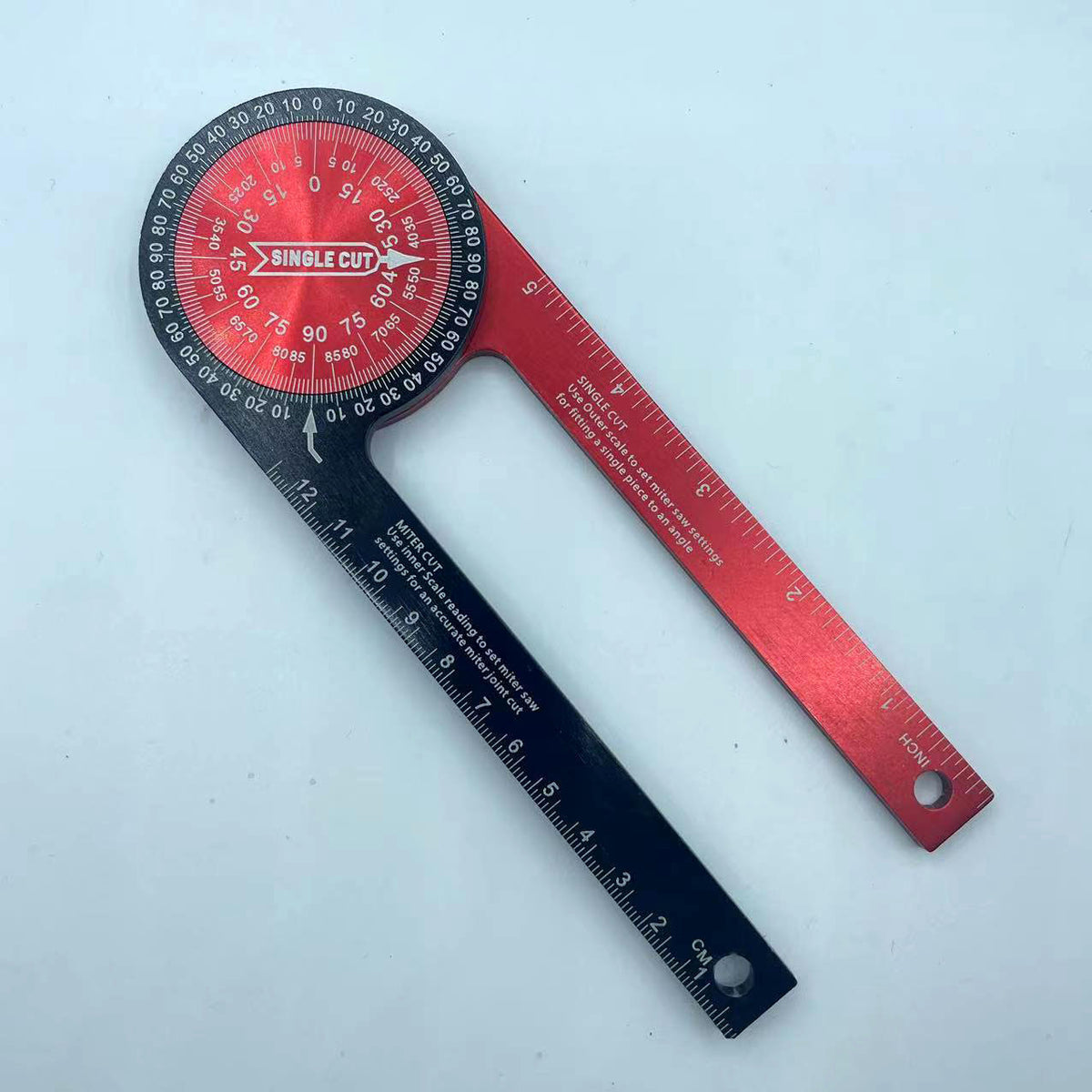 Red Precision 360-Degree Miter Saw Protractor - Aluminum Alloy Angle Finder for Woodworking &amp; Carpentry