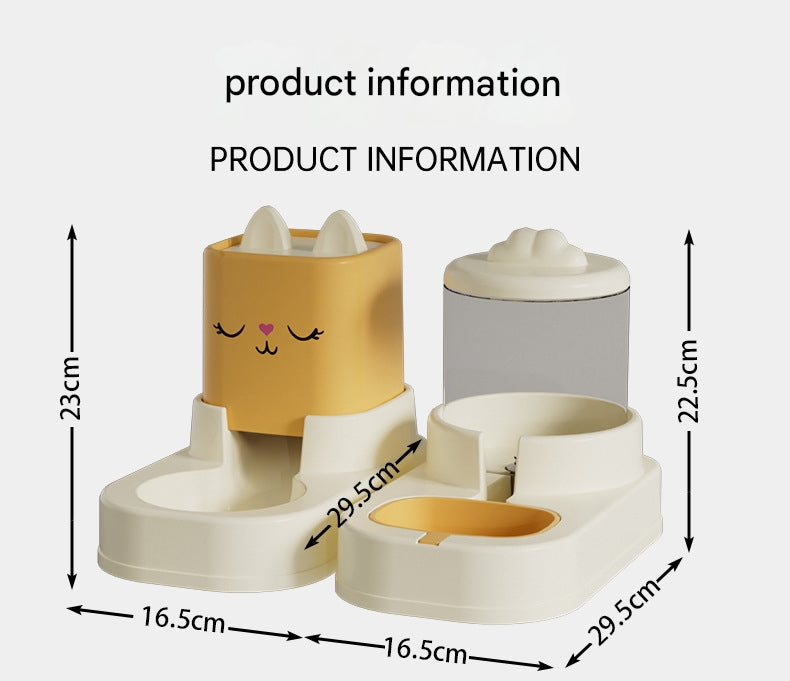Yellow Automatic Pet Feeder and Water Dispenser Set - Large Capacity Gravity Food & Water Combo for Cats & Dogs