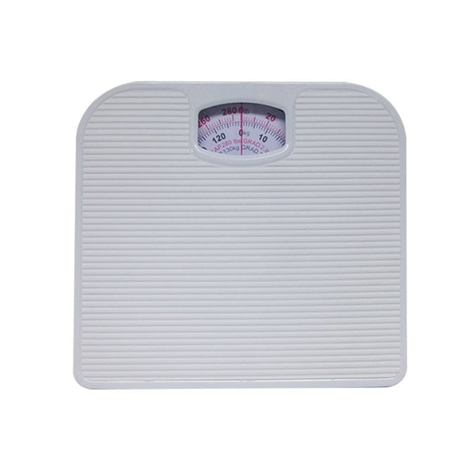 White Classic Mechanical Bathroom Scale - Battery-Free Analog Body Weight Scale with Non-Slip Platform