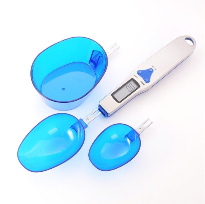 Blue High Precision Digital Spoon Scale - Electronic Measuring Scoop with 3 Heads for Kitchen &amp; Baking(300g)