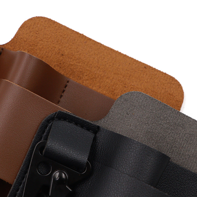 2-piece Brown Outdoor EDC Tactical Tool Waist Bag - Multi-Functional Belt Storage Pouch with Flashlight, Copper Sleeve, and Survival Knife Holder