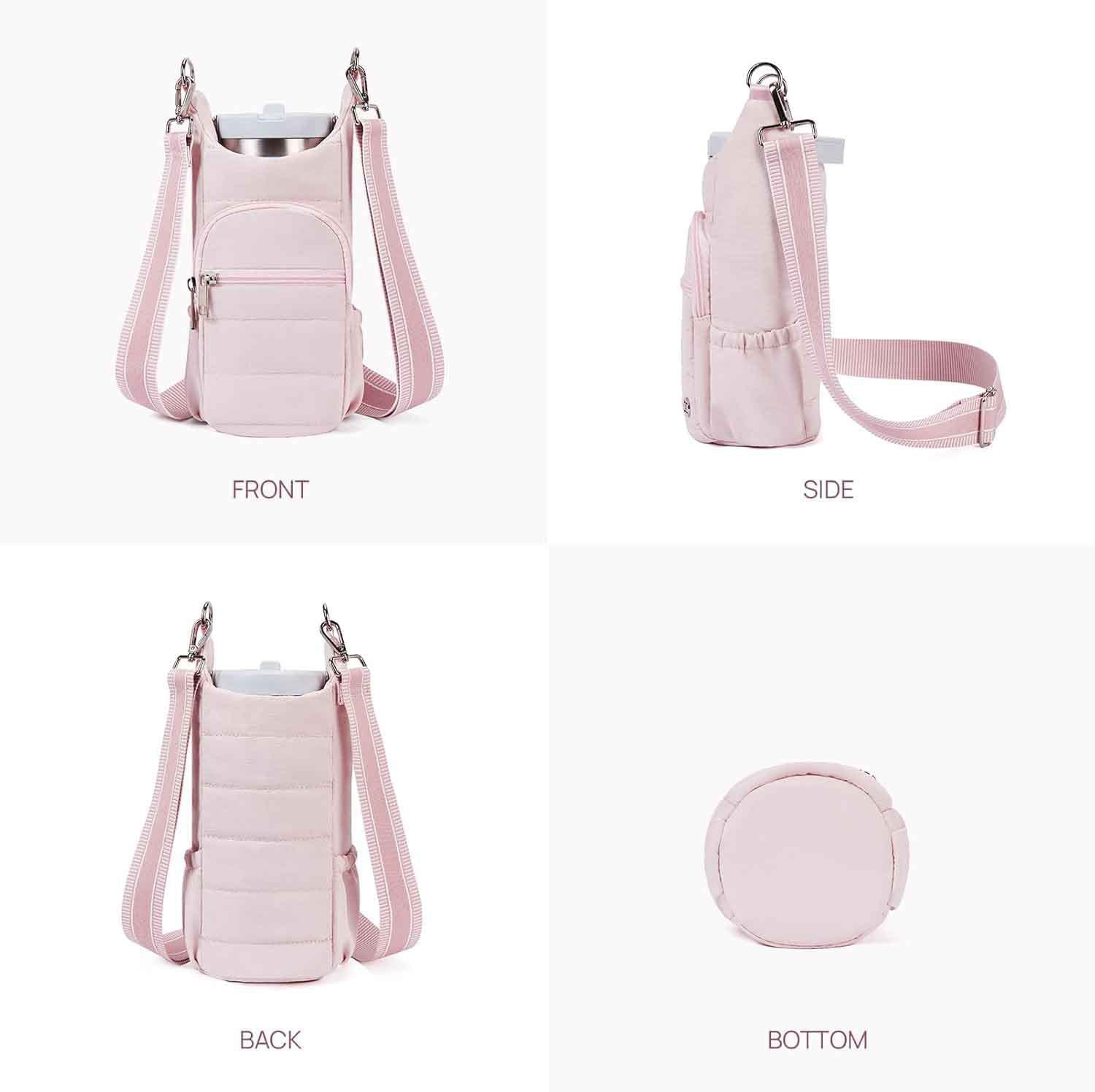 White Women's Crossbody Water Bottle Bag-Perfect for Hiking and Cycling