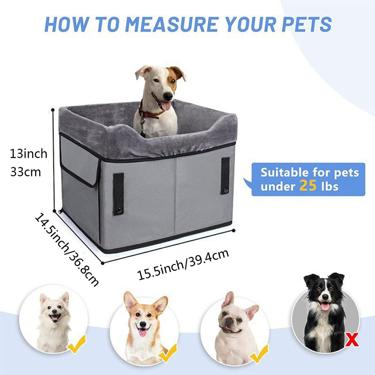 Grey Car Pet Pad - Portable Dog Booster Seat for Safe and Comfortable Travel