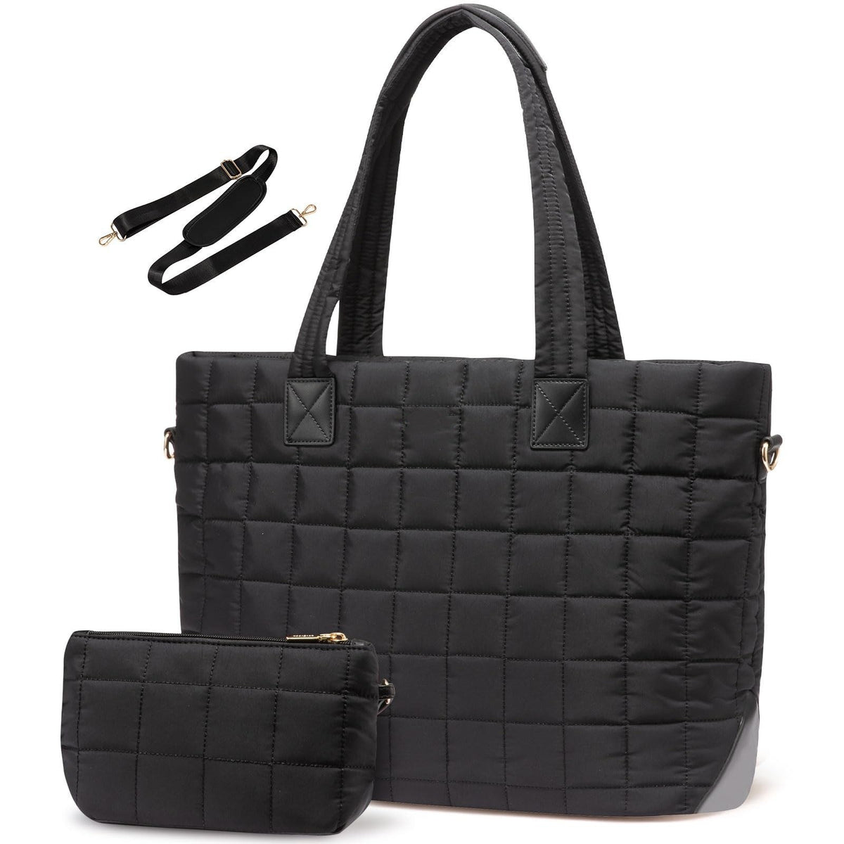 Black New Large Capacity Tote Bag - Fashionable Quilted Women&#39;s Shoulder Bag and Laptop Bag