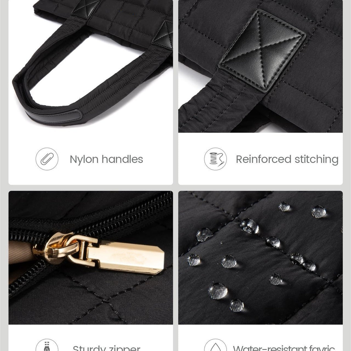 Black New Large Capacity Tote Bag - Fashionable Quilted Women's Shoulder Bag and Laptop Bag