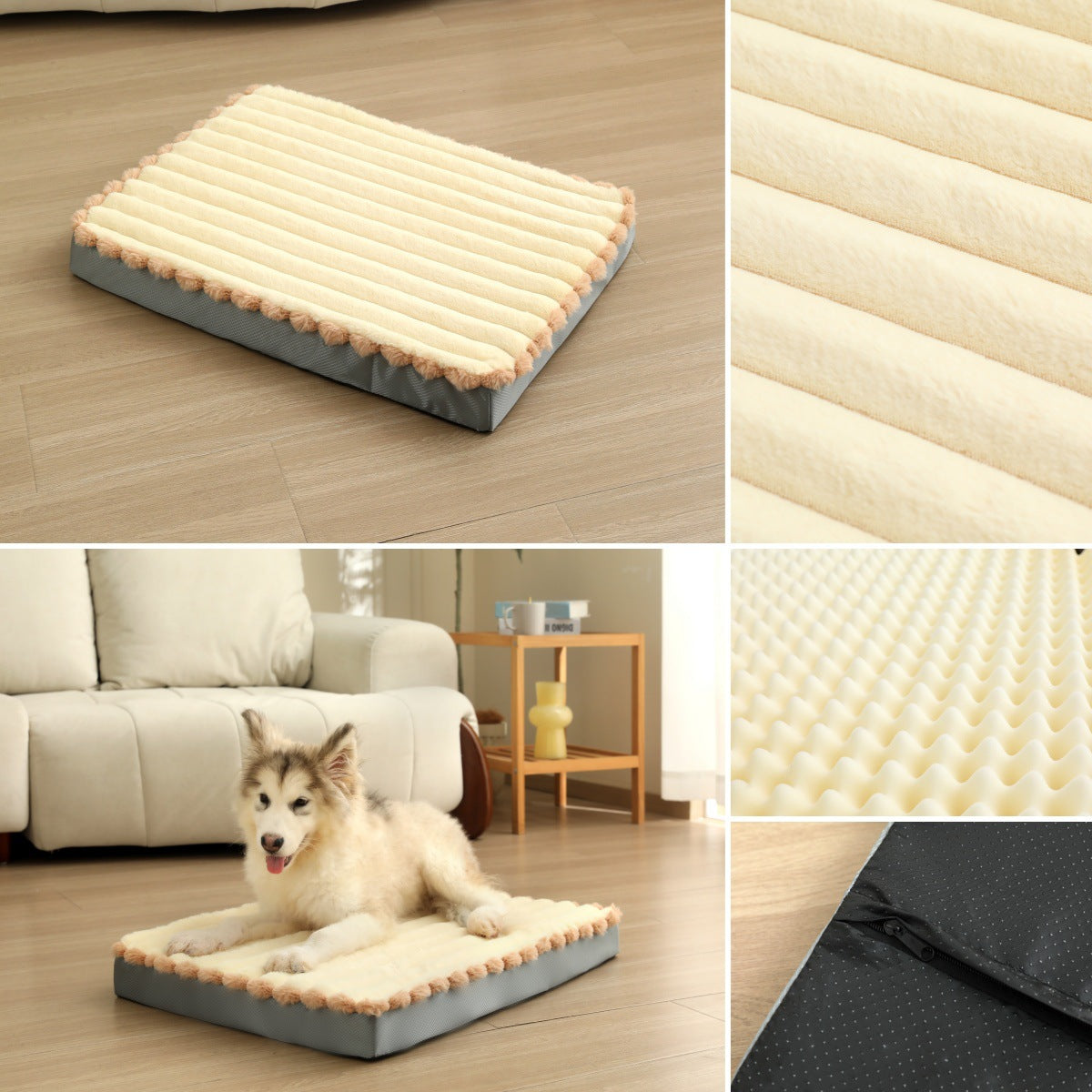 2-Piece Purple Sponge large pet bed - plush dog mat, detachable, washable, anti-slip base(50*40*8cm)