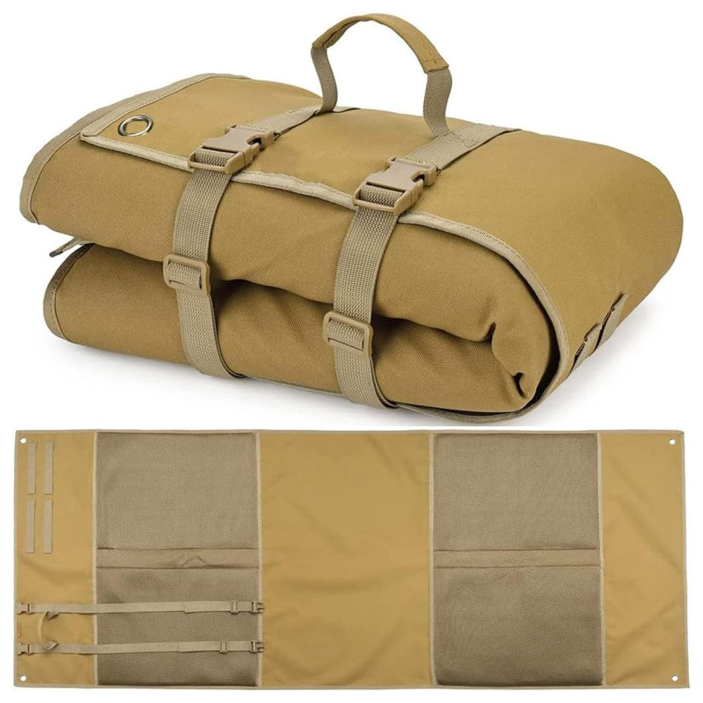 Khaki Portable Tactical Shooting Mat - Lightweight Roll-Up Ground Pad for Outdoor Range &amp; Hunting