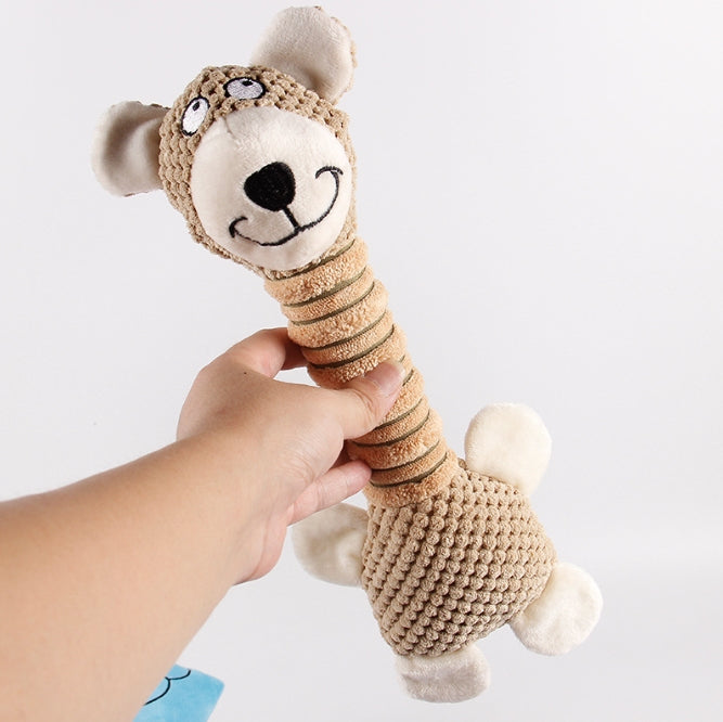 2-Piece Brown Long Neck Plush Dog Toy - Interactive Chew &amp; Cuddle Toy for Puppies