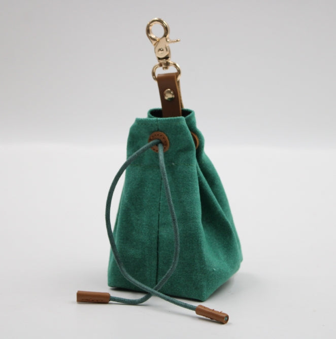 2-PCS Aqua Clip-On Canvas Dog Treat Pouch - Portable Drawstring Bag for Training & Walks