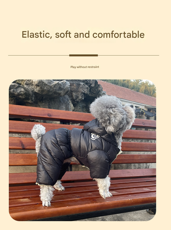 Red Warm Puffer Dog Coat - Waterproof Four-Legged Winter Jumpsuit for Small Dogs