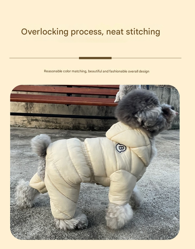 Black Warm Puffer Dog Coat - Waterproof Four-Legged Winter Jumpsuit for Small Dogs