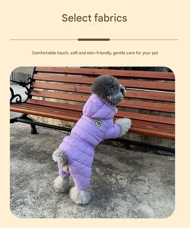 Black Warm Puffer Dog Coat - Waterproof Four-Legged Winter Jumpsuit for Small Dogs