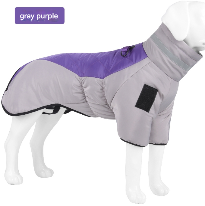 Greyish purple Reflective Winter Dog Coat - Waterproof Puffer Vest with Harness D-Ring for Outdoor Walks(6XL)