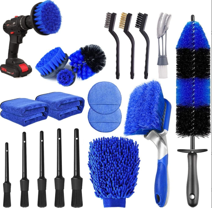 20-Piece set Ultimate Car Detailing Kit - Drill Brush &amp; Polishing Pad Set for Car Interior, Wheels, and Exterior Cleaning