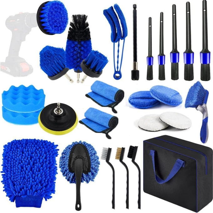 27-Piece set Ultimate Car Detailing Kit - Drill Brush &amp; Polishing Pad Set for Car Interior, Wheels, and Exterior Cleaning