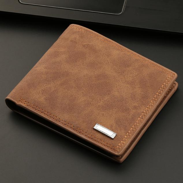 2-Piece Brown Men&#39;s Vintage Style Bifold Wallet | High-Capacity PU Leather with Removable Card Holder &amp; Zip Coin Pocket