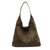 Greenish-brown Chic Faux Suede Tote Bag with Matching Pouch | Large Capacity Slouchy Shoulder Bag