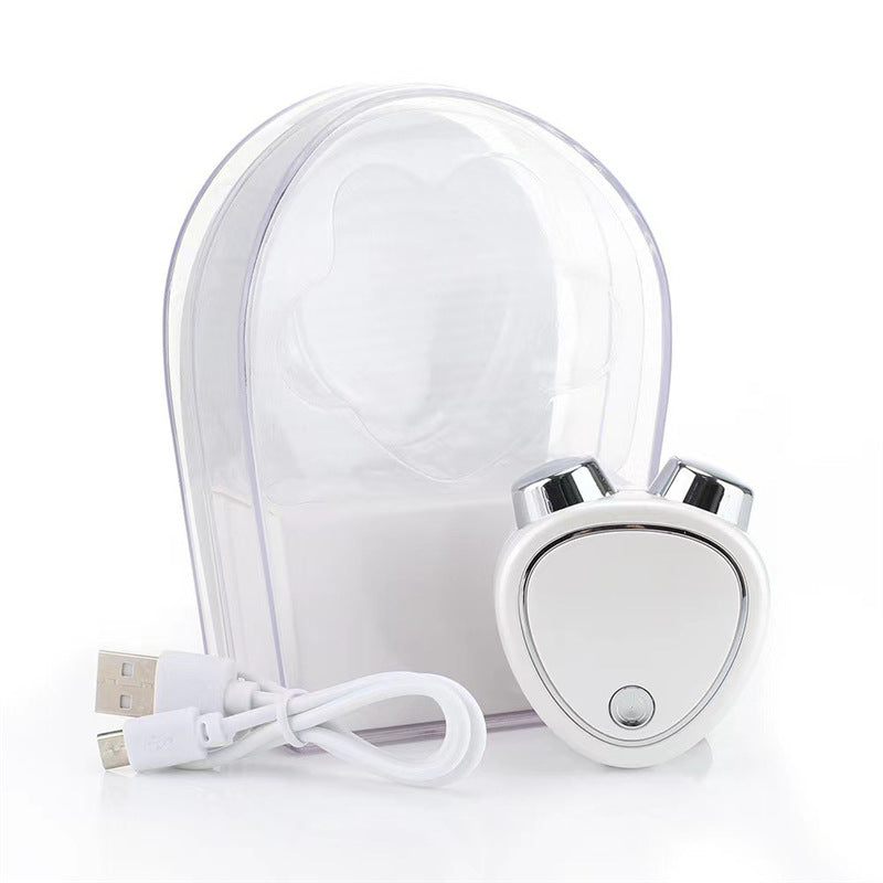 White EMS Microcurrent Facial Lifting Massager - Skin Tightening &amp; Sculpting Beauty Tool