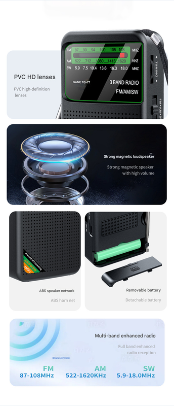 Golden JOC TG-77 Multi-Band Rechargeable Radio for Seniors - Automatic Channel Search, FM/AM/SW Bands