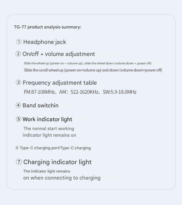 Golden JOC TG-77 Multi-Band Rechargeable Radio for Seniors - Automatic Channel Search, FM/AM/SW Bands