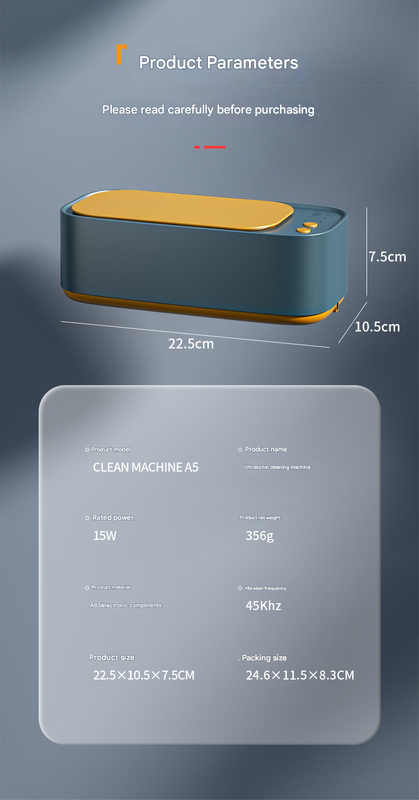Green Portable Ultrasonic Cleaner - 45kHz Professional High-Frequency Cleaning Machine for Jewellery, Glasses, Watches, and Makeup Brushes