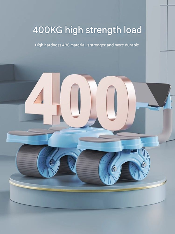 Blue Six-Elbow Four-Wheel Automatic Rebound Abdominal Wheel - Home Fitness Equipment for Toning Abs and Building Core Strength