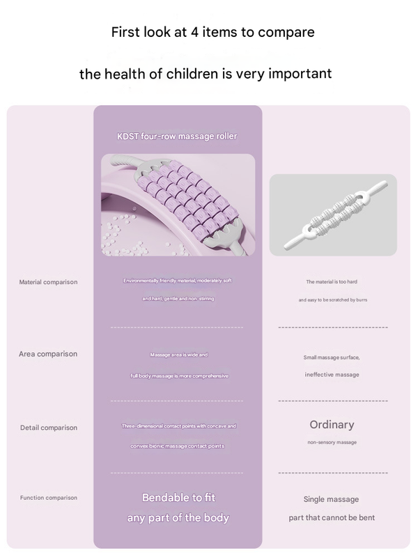 Pink Four-Row Bendable Massage Roller - Muscle Relaxation and Sensory Integration Training for Children