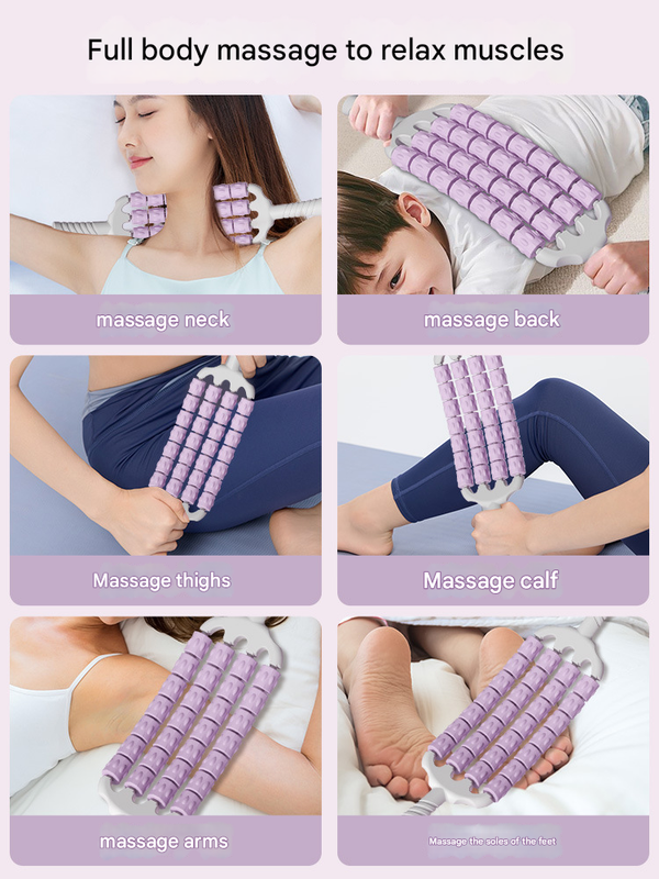 Pink Four-Row Bendable Massage Roller - Muscle Relaxation and Sensory Integration Training for Children