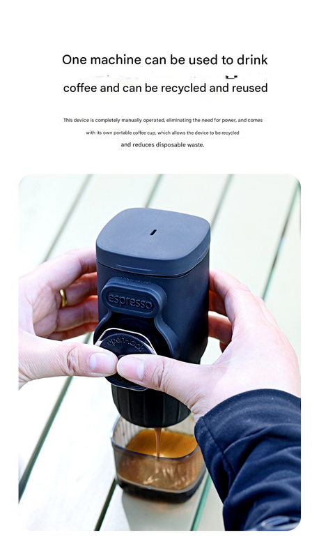 White Portable Hand Press Espresso Machine - Compatible with Espresso Capsules and Ground Coffee for Home, Travel, and Outdoor Use