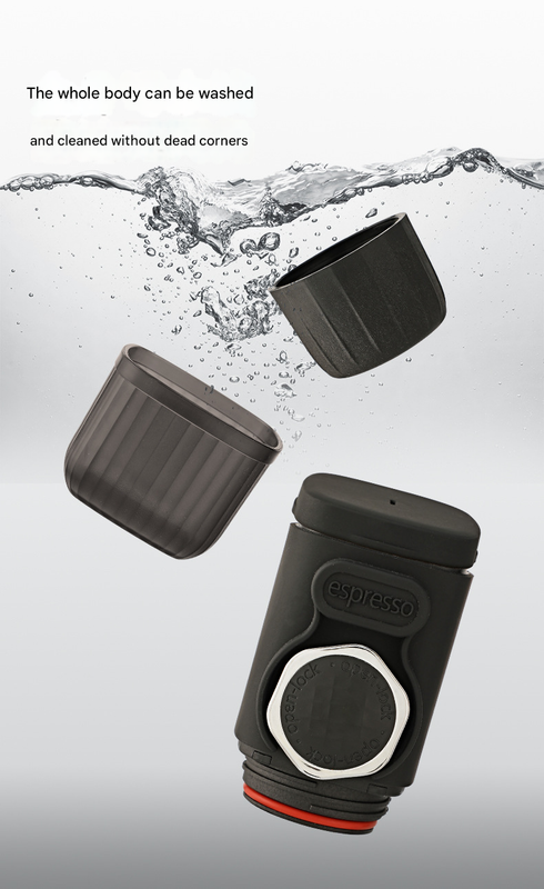 Black Portable Hand Press Espresso Machine - Compatible with Espresso Capsules and Ground Coffee for Home, Travel, and Outdoor Use