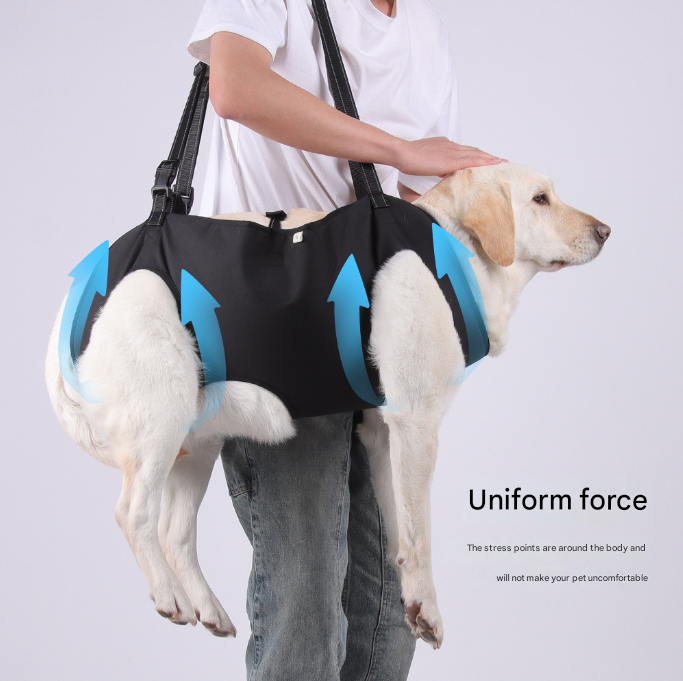 Black Pet Support Harness for Senior and Disabled Dogs - Adjustable Chest and Back Support Leash(Size XL)