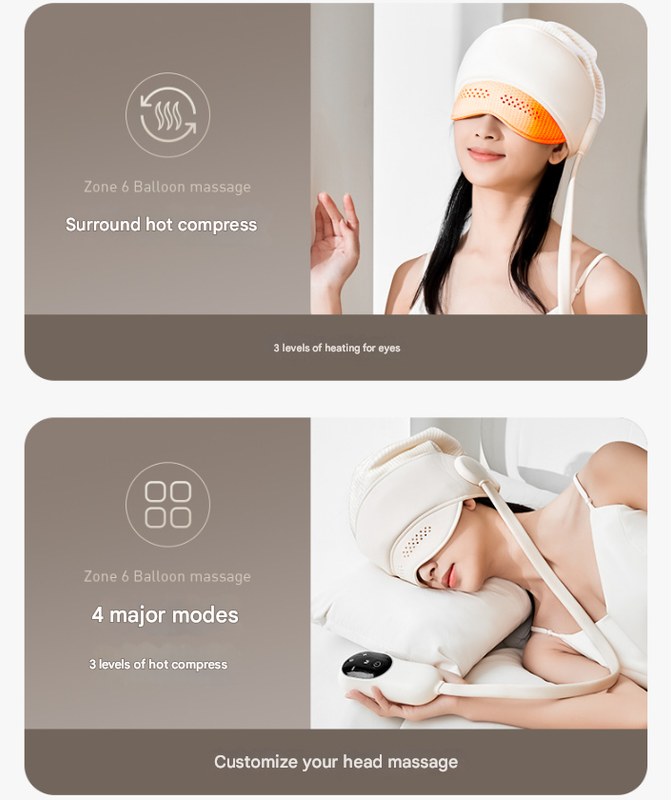 Capless Version Electric Head Massage Hat with Inflatable Airbags - 6-Zone Scalp Therapy for Relaxation and Sleep Aid