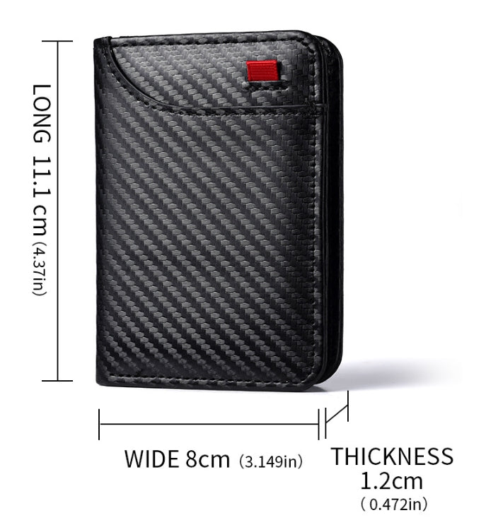 Coffee-colored Sleek Carbon Fiber Vertical Wallet for Men - Slim Bifold Card Holder with Clear ID Window