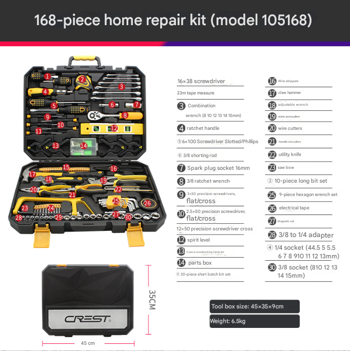 168-Piece Ultimate Hand Tool Kit - Comprehensive Household & Auto Repair Set with Socket Wrenches, Pliers, Screwdrivers & Portable Storage Case
