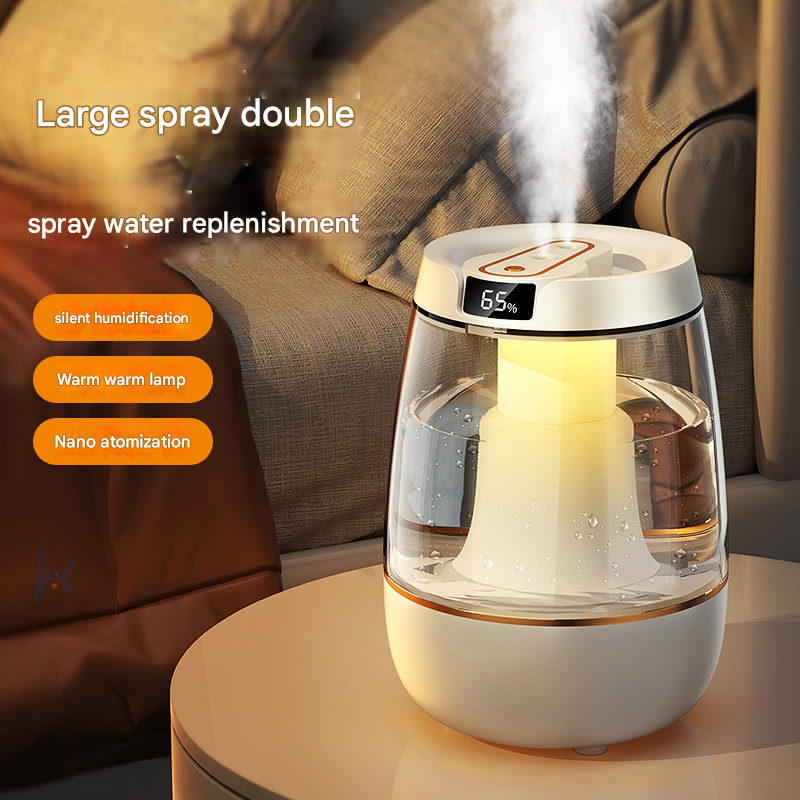 White 3.5L Smart Cool Mist Humidifier with Dual Nozzle &amp; Digital Display - Ultra-Quiet Air Purifier for Bedroom and Office