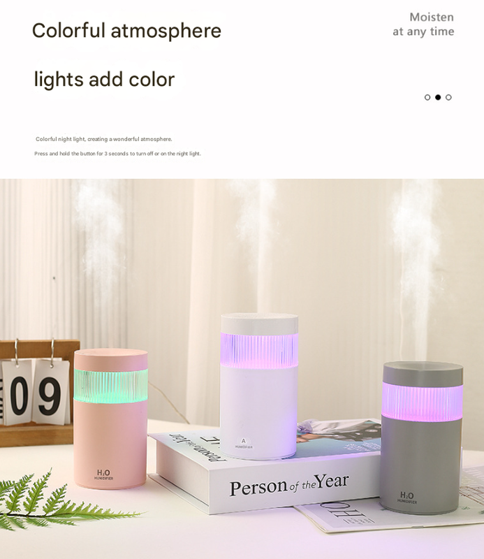 2-Piece White Mini Desktop Humidifier - Portable Mist Maker for Home and Car Use
