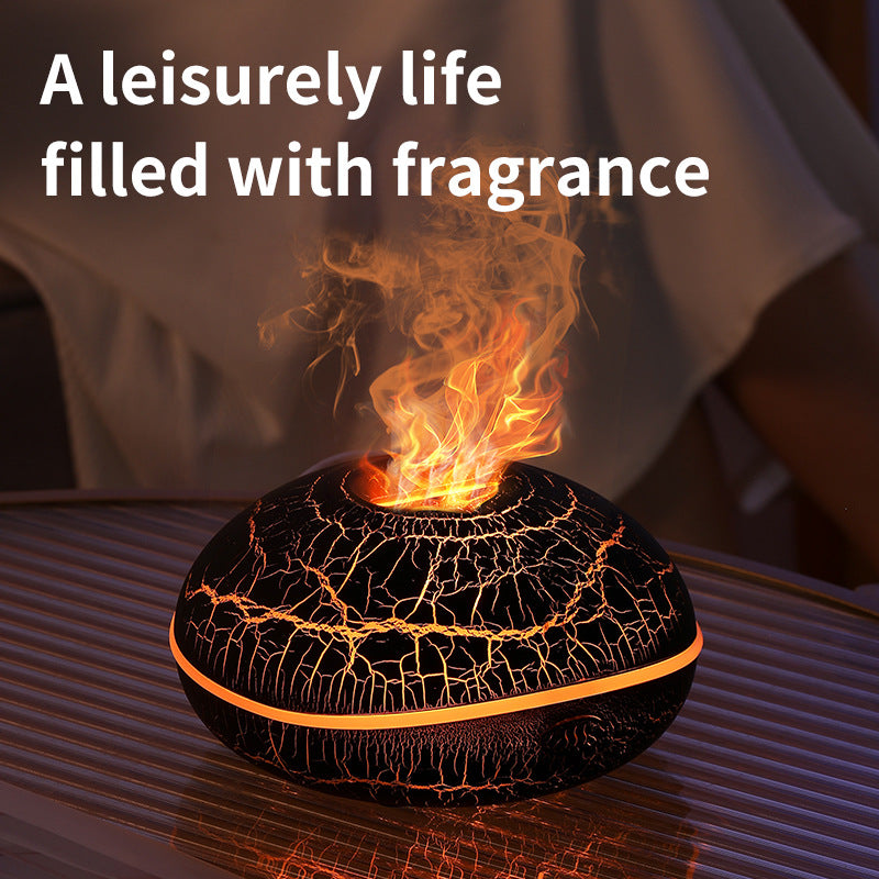 Crack color Mini USB Aromatherapy Diffuser with Flame Projection - Portable Humidifier for Home and Car Use