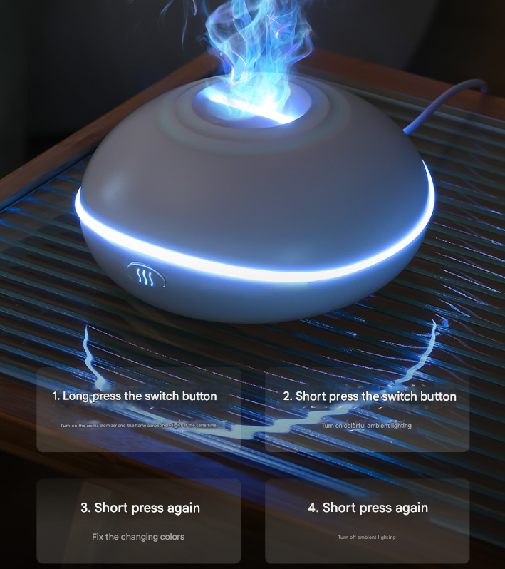Crack color Mini USB Aromatherapy Diffuser with Flame Projection - Portable Humidifier for Home and Car Use