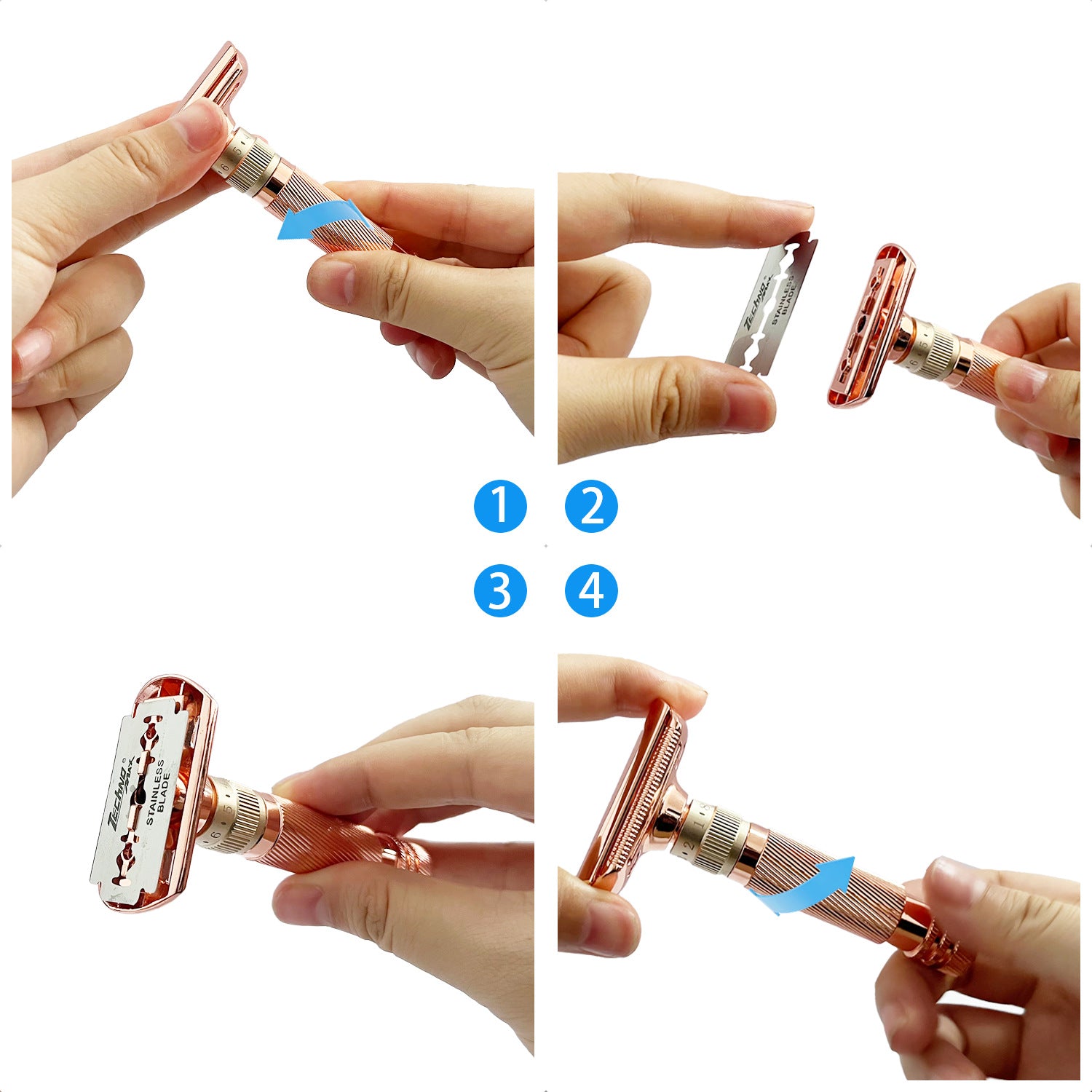 Bronze color Premium Adjustable Double Edge Safety Razor Kit - 8-Setting Precision Shave with Stand & 5 Blades