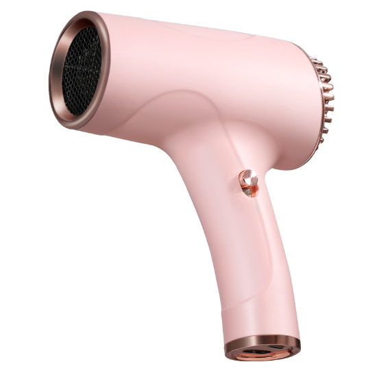 Pink Ultra-Lightweight Ionic Cordless Hair Dryer, USB Rechargeable Portable Blow Dryer with Cool Air for Travel & Home