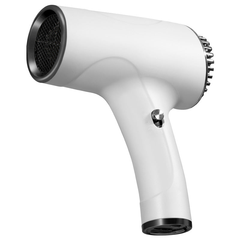 White Ultra-Lightweight Ionic Cordless Hair Dryer, USB Rechargeable Portable Blow Dryer with Cool Air for Travel &amp; Home