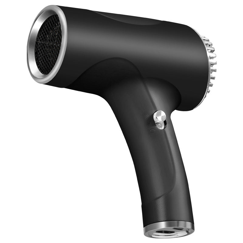 Black Ultra-Lightweight Ionic Cordless Hair Dryer, USB Rechargeable Portable Blow Dryer with Cool Air for Travel &amp; Home